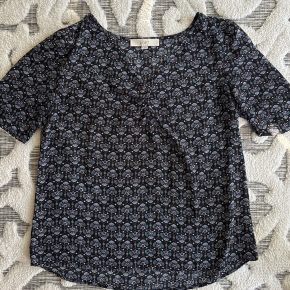 Loft Black and Blue Mosaic Blouse Sz S - Picture 5 of 7